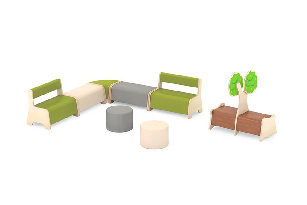 單色沙發座椅-自然色組合A