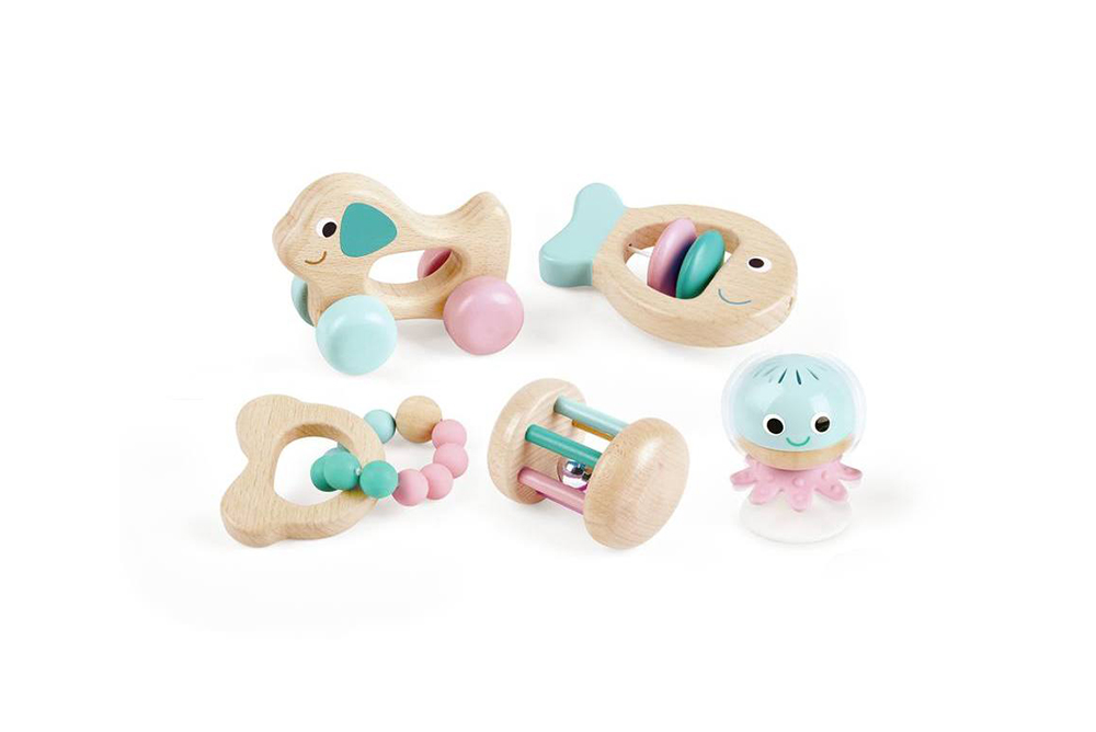 Hape 嬰幼兒安撫搖鈴五件組
