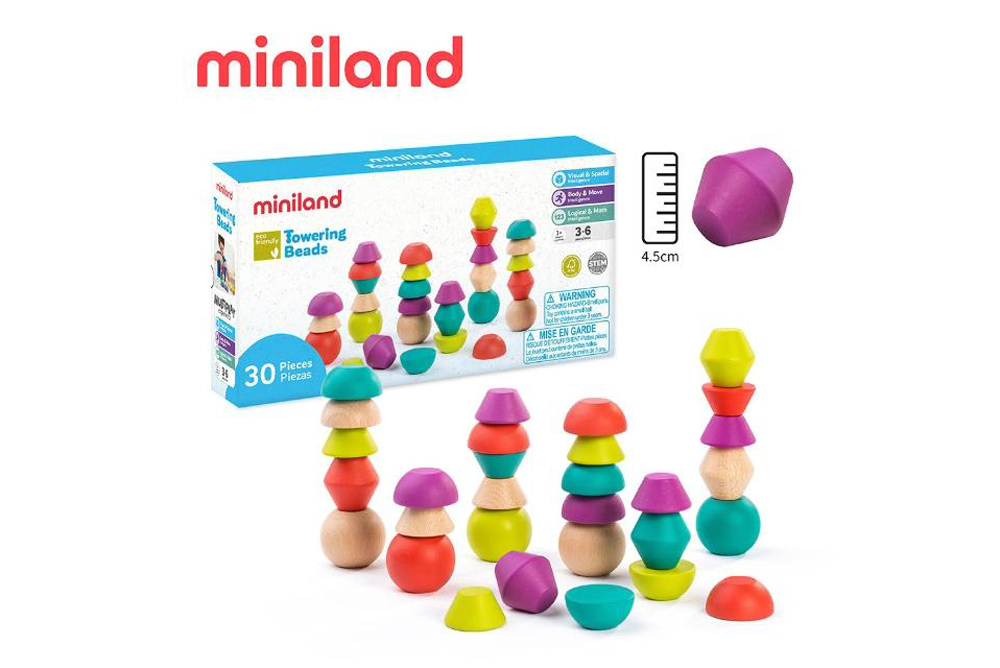 miniland 木製幾何邏輯平衡石30入